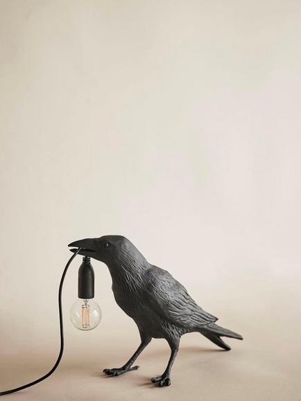 Seletti Bird Waiting Table Lamp, Black, Black
