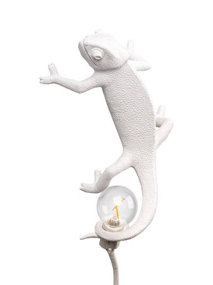 Seletti Chameleon Going Up Table Lamp/Wall Light, White, White