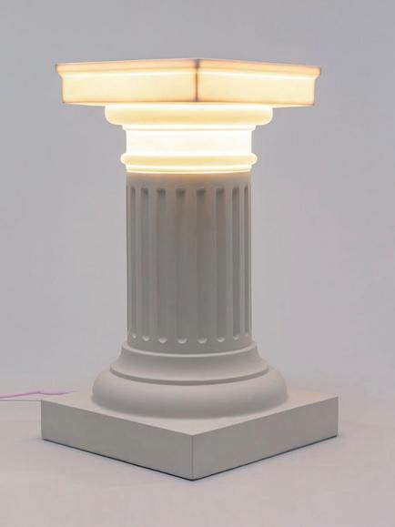 Seletti Las Vegas Side Table & Lamp, White, White