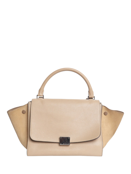 Pre-loved CELINE Trapeze Leather Shoulder Bag, Taupe, Taupe