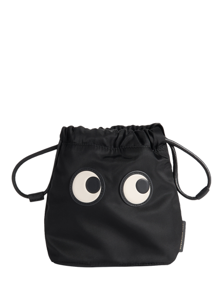 Anya Hindmarch Eyes Drawstring Pouch, Black, White
