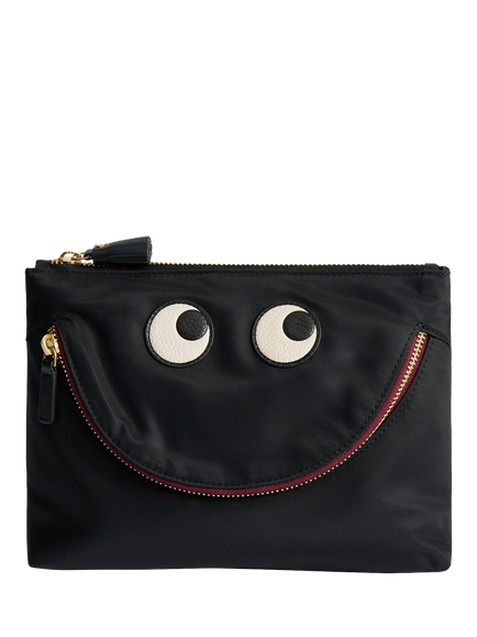 Anya Hindmarch Happy Eyes Pouch, Black, Black
