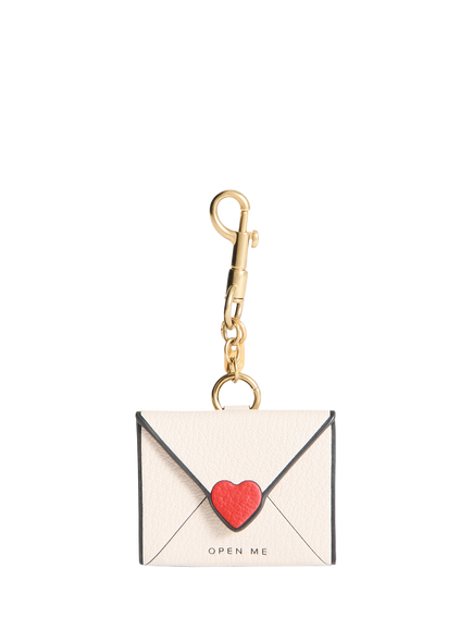 Anya Hindmarch I Love You Leather Bag Charm, Chalk, Chalk