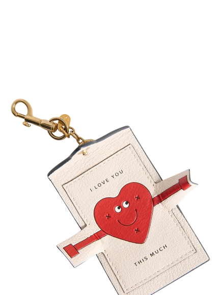Anya Hindmarch I Love You Leather Bag Charm, Chalk - view 2, Chalk