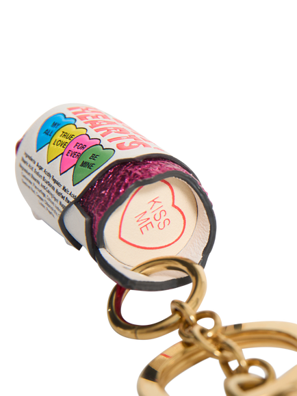 Anya Hindmarch Love Hearts Leather Keyring Bag Charm, Optic White - view 2, Optic White
