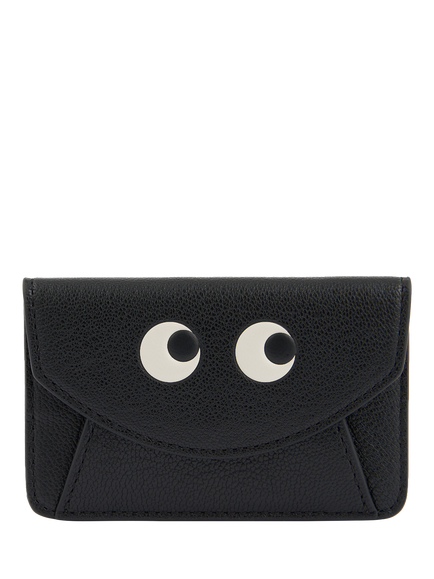 Anya Hindmarch Eyes Leather Envelope Card Case, Black, Black