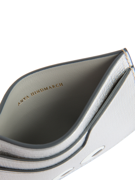 Anya Hindmarch Eyes Leather Card Case, Silver - view 2, Silver