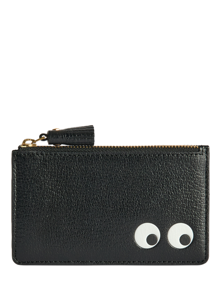 Anya Hindmarch Eyes Leather Zipped Card Case, Black, Black