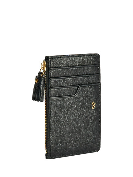 Anya Hindmarch Eyes Leather Zipped Card Case, Black - view 2, Black
