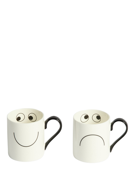 Anya Hindmarch Eyes Bone China Mugs, Set of 2, 90ml, White, White
