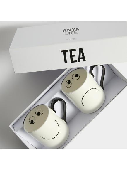 Anya Hindmarch Eyes Bone China Mugs, Set of 2, 90ml, White - view 2, White