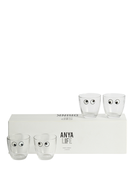 Anya Hindmarch Eyes Glass Tumblers, Set of 4, 160ml, Clear - view 2, Glass