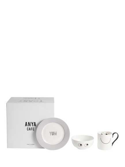Anya Hindmarch Eyes Bona China Breakfast Set, 3 Piece, White, White