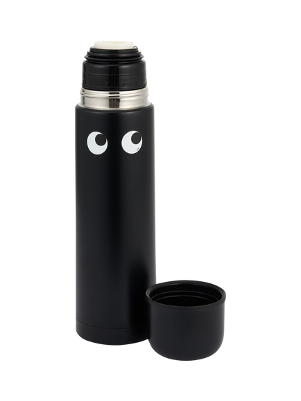 Anya Hindmarch Eyes Insulated Stainless Steel Flask & Cup, 500ml, Black - view 2, Black