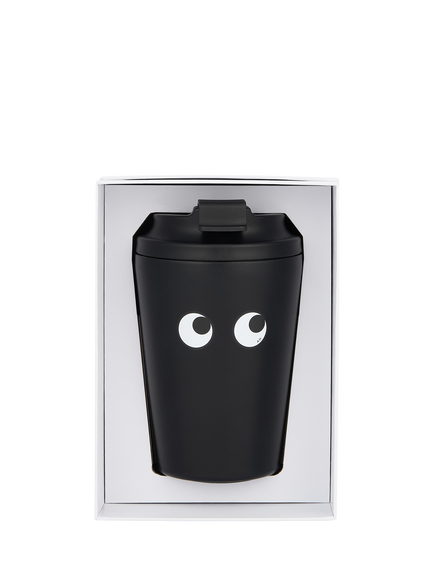 Anya Hindmarch Eyes Stainless Steel Travel Mug, 350ml, Black - view 2, Black