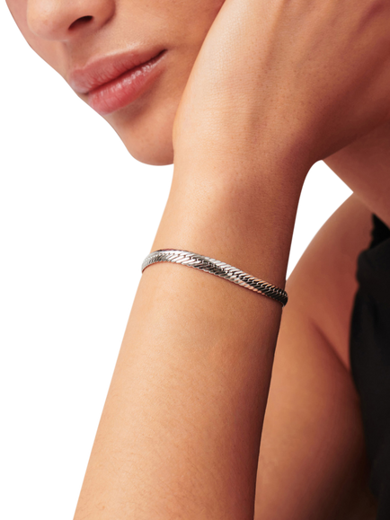 Missoma Classic Snake Chain Bracelet, Silver - view 2, Silver