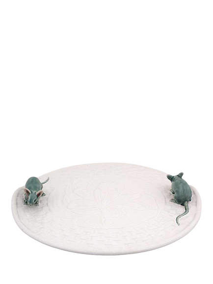 Bordallo Pinheiro Mouse Earthenware Cheese Plate, 31.5cm, White/Grey, White/Grey