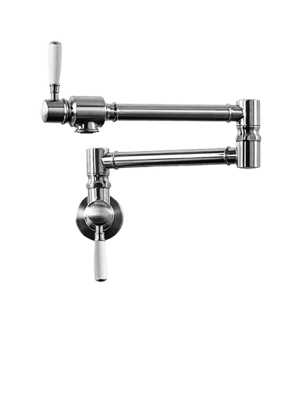 Clearwater Longdon Pot Filler Wall Mounted Kitchen Tap, Chrome, Artisan Brass