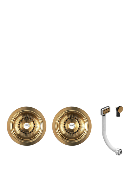 Clearwater Thomas Denby Double Sink Waste & Overflow Kit, Brushed Brass, Brushed Brass