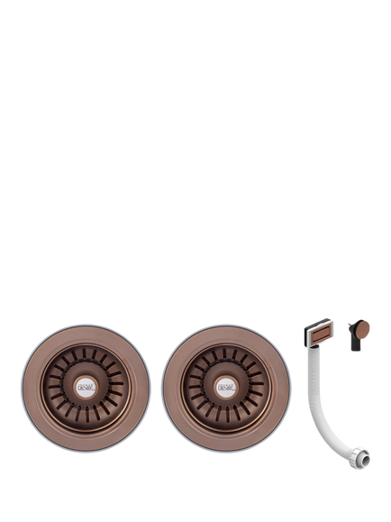 Clearwater Thomas Denby Double Sink Waste & Overflow Kit, Bronze, Bronze