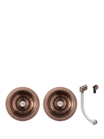 Clearwater Thomas Denby Double Sink Waste & Overflow Kit, Copper, Regency Copper