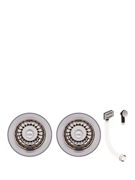 Clearwater Thomas Denby Double Sink Waste & Overflow Kit, Nickel, Polished Nickel