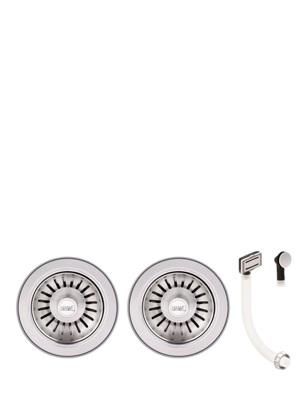 Clearwater Thomas Denby Double Sink Waste & Overflow Kit, Brushed Steel, Brushed Steel