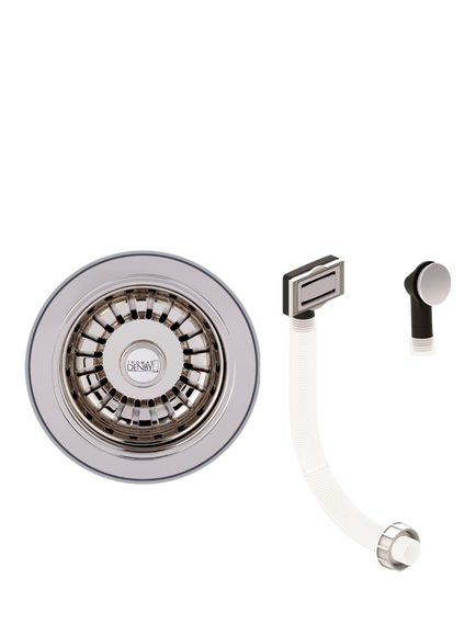 Clearwater Thomas Denby Sink Waste & Overflow Kit, Nickel, Polished Nickel