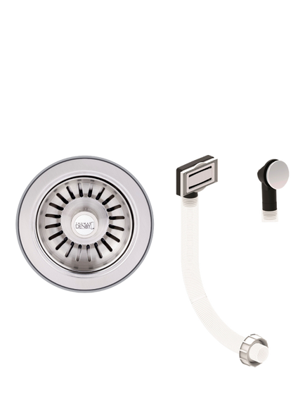 Clearwater Thomas Denby Sink Waste & Overflow Kit, Brushed Steel, Brushed Steel