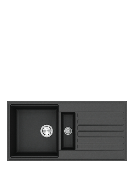Clearwater Kameo X Smart 1.5 Bowl Composite Granite Kitchen Sink, Jet Black, White
