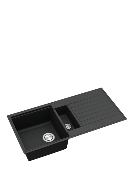 Clearwater Kameo X Smart 1.5 Bowl Composite Granite Kitchen Sink, Jet Black - view 2, White