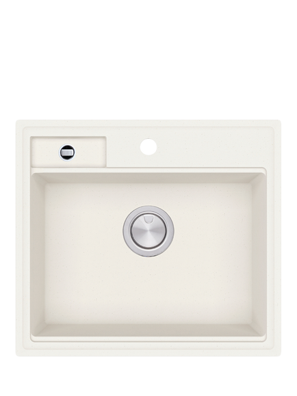 Clearwater Kameo X Smart 1.25 Bowl Composite Granite Kitchen Sink, Blizzard, White
