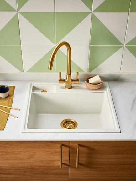 Clearwater Kameo X Smart 1.25 Bowl Composite Granite Kitchen Sink, Blizzard - view 2, White