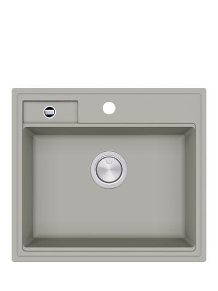 Clearwater Kameo X Smart 1.25 Bowl Composite Granite Kitchen Sink, Fossil, White
