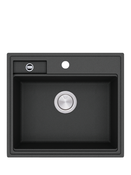 Clearwater Kameo X Smart 1.25 Bowl Composite Granite Kitchen Sink, Jet Black, White