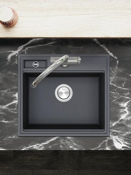 Clearwater Kameo X Smart 1.25 Bowl Composite Granite Kitchen Sink, Slate - view 2, White