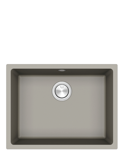 Clearwater Lumen Single Bowl 540 Composite Granite Kitchen Sink, Fossil, Stainless Steel
