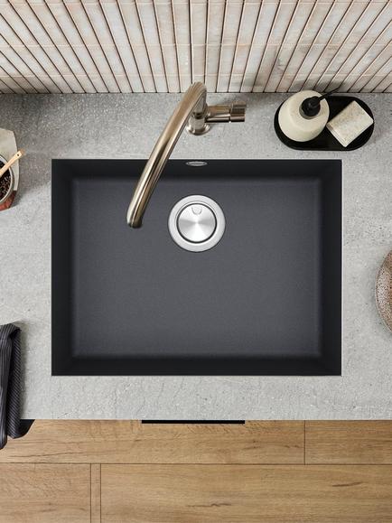 Clearwater Lumen Single Bowl 540 Composite Granite Kitchen Sink, Slate - view 2, Stainless Steel