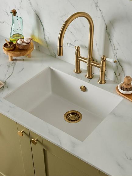 Clearwater Lumen Single Bowl 540 Composite Granite Kitchen Sink, Blizzard - view 2, Stainless Steel