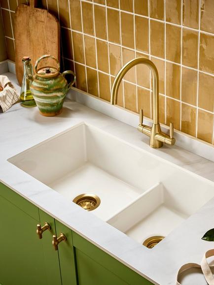 Clearwater Metro Duo 1.5 Bowl Ceramic Kitchen Sink, White - view 2, White