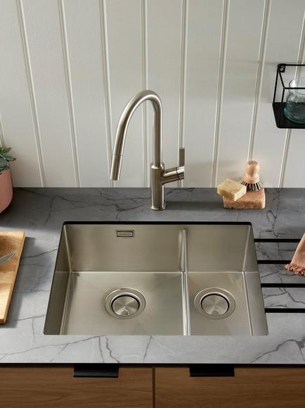 Clearwater Volta 1.5 Bowl Kitchen Sink with Left Hand Bowl, Brushed Stainless Steel - view 2, Stainless Steel