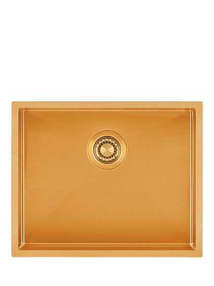 Clearwater Volta Single Bowl Kitchen Sink, Dura Brushed Brass, Stainless Steel