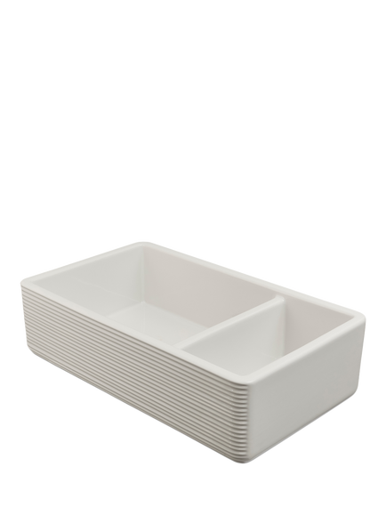 Clearwater Thomas Denby Theocsbury Textured Ceramic 1.5 Bowl Inset Butler Sink, White, White