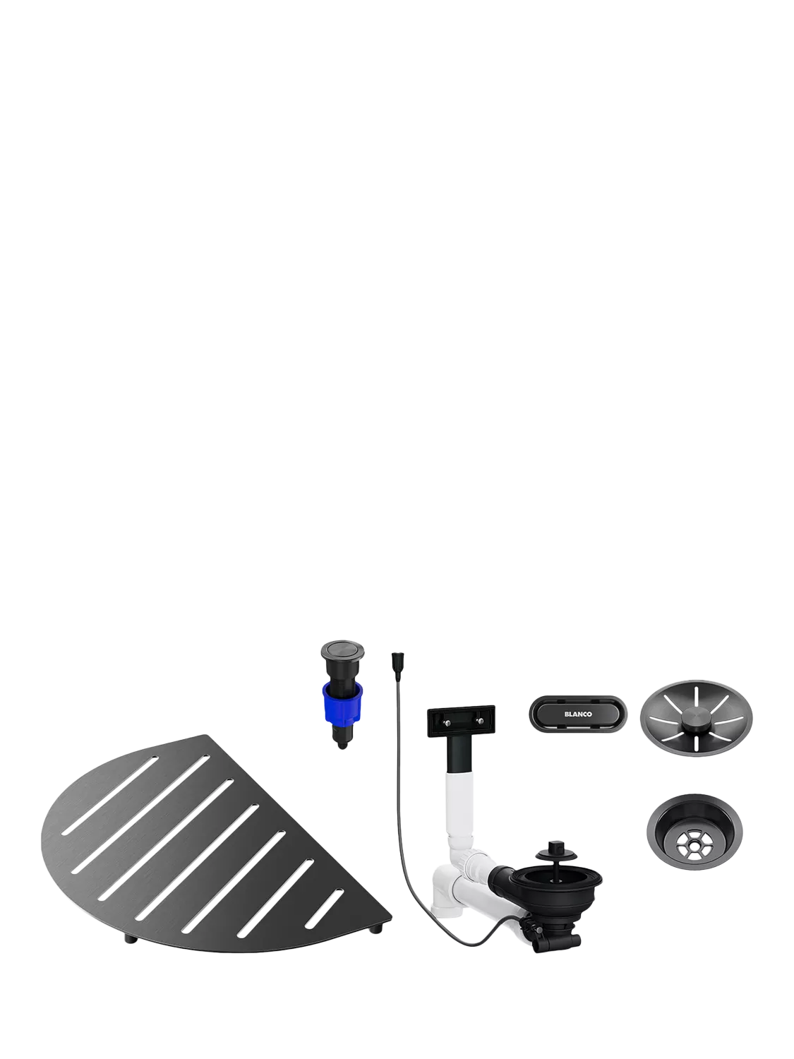 BLANCO Oovalon TopGrid & Kitchen Sink Accessory Overflow Kit, Satin Dark Steel