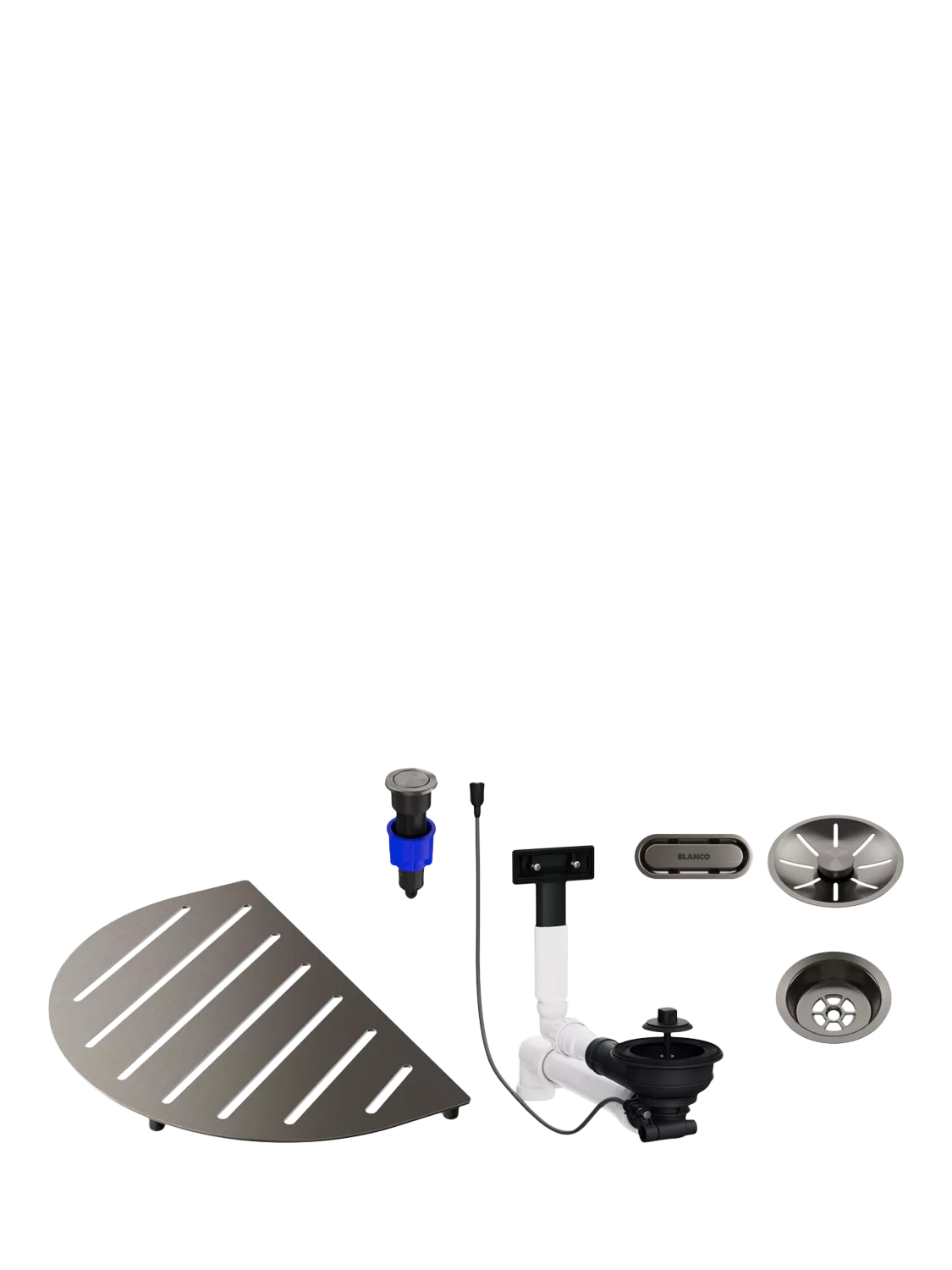 BLANCO Oovalon TopGrid & Kitchen Sink Accessory Overflow Kit, Satin Platinum
