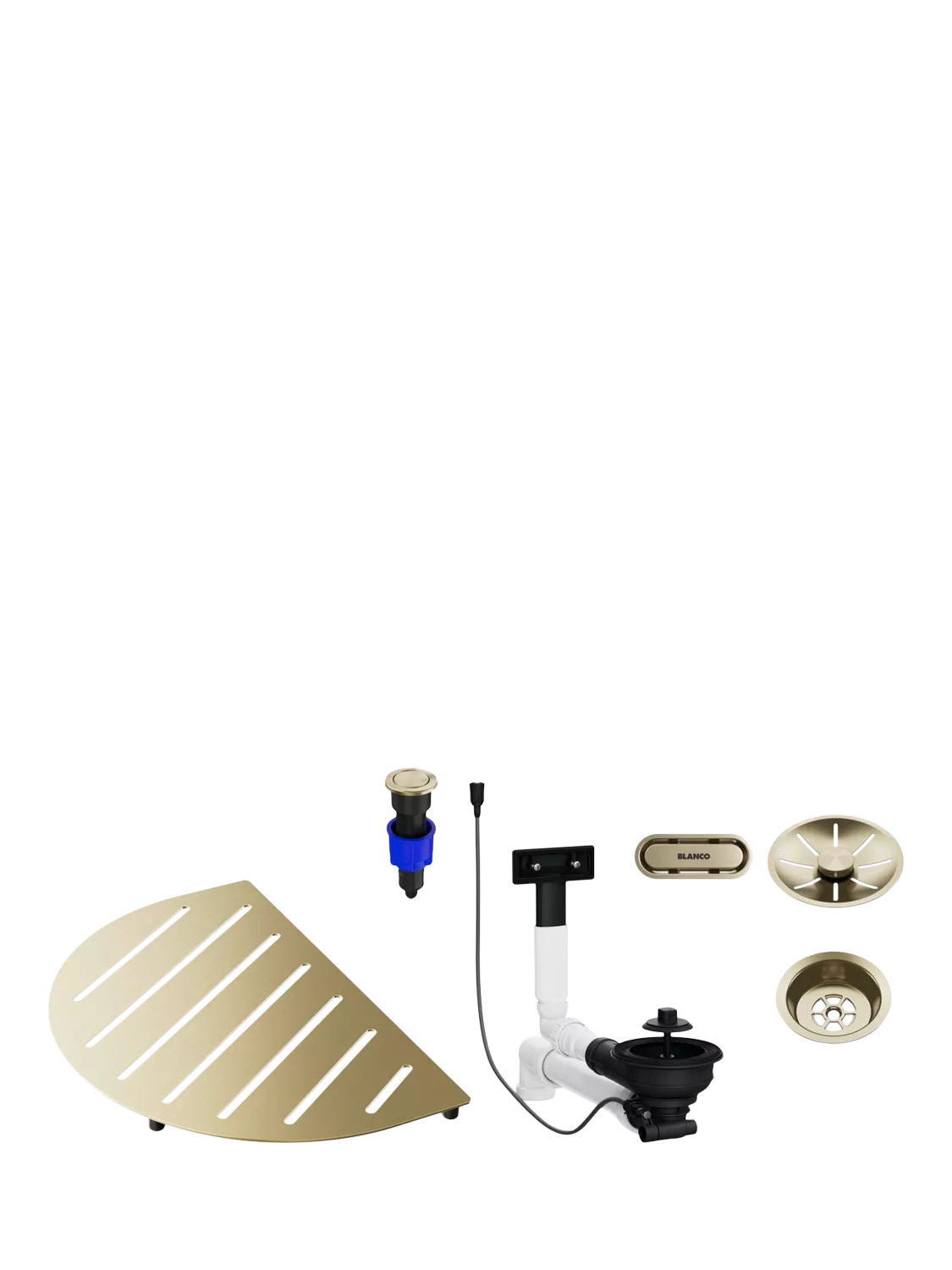 BLANCO Oovalon TopGrid & Kitchen Sink Accessory Overflow Kit, Satin Gold