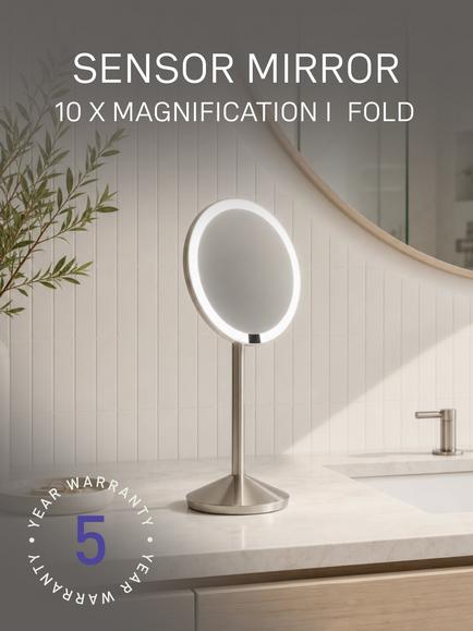 Simplehuman Sensor Travel Mirror, Brushed Stainless Steel, 10x Magnification - view 2, Brushed Steel