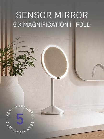Simplehuman Sensor Travel Mirror, Brushed Stainless Steel, 5x Magnification - view 2, Brushed Steel