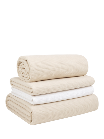 CuddleCo 4-Piece Cotbed Bedding Set, Cashmere Waffle, Cashmere Waffle