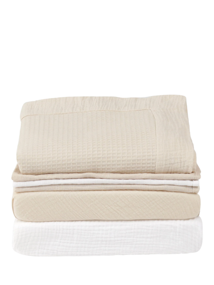 CuddleCo Universal Crib/Co-Sleeper Bedding Set, Cashmere Waffle, Cashmere Waffle
